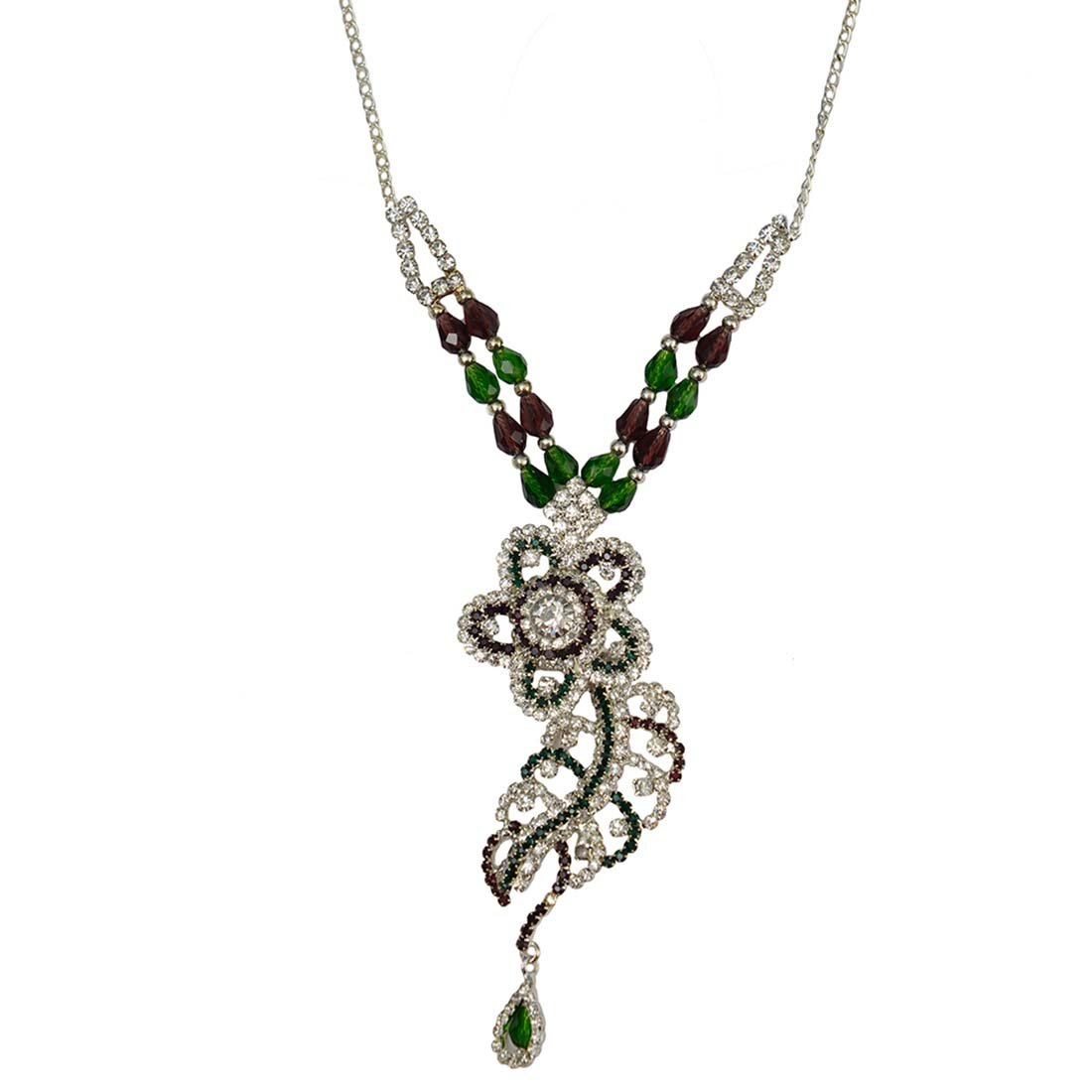 Elegant Pendant Set with Matching Earrings in Silver Tone